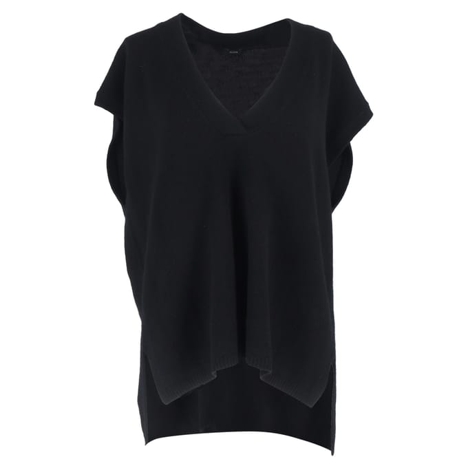 Joseph V-hals gebreid vest in zwart kasjmier