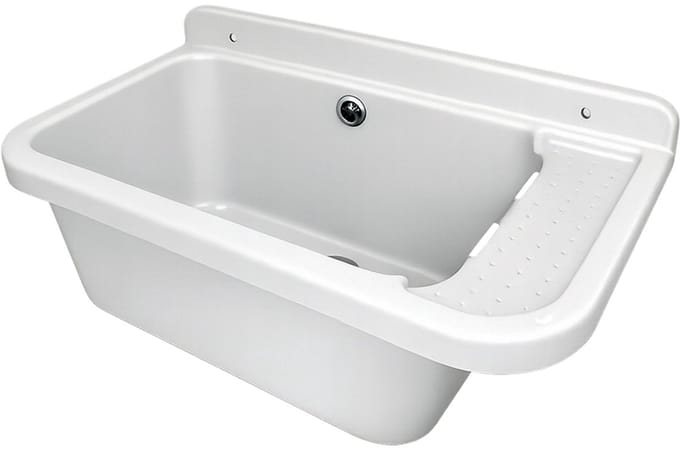 Uitstortgootsteen kunststof wit 59 cm - WAHLBACH