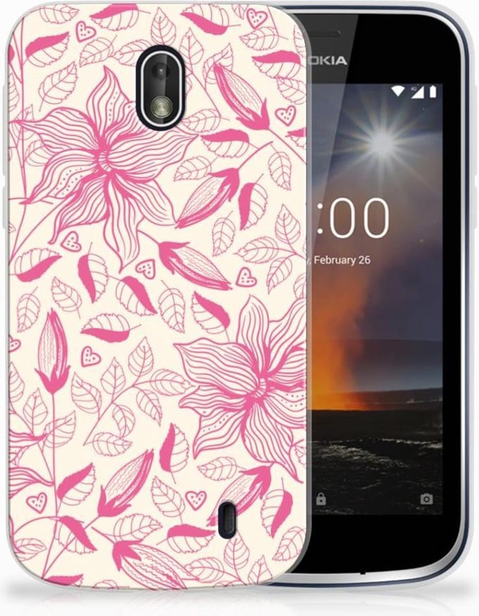 Nokia 1 TPU Case Pink Flowers