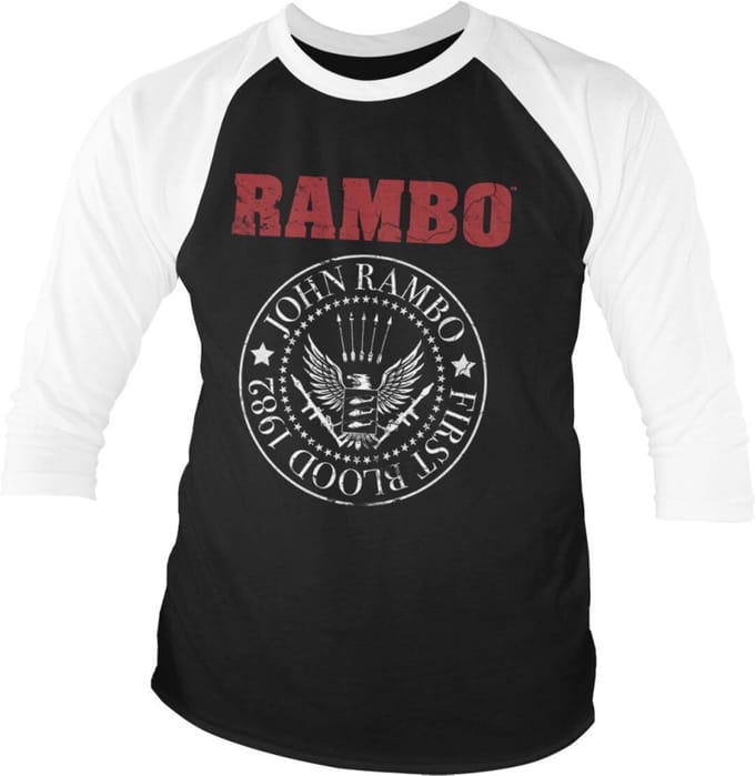 Rambo Raglan top -M- First Blood 1982 Seal Zwart/Wit