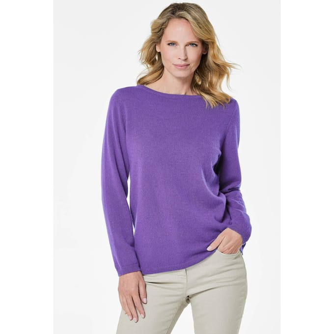 Pullover van kasjmier met boothals - paars - Gr. 38 van Goldner Fashion