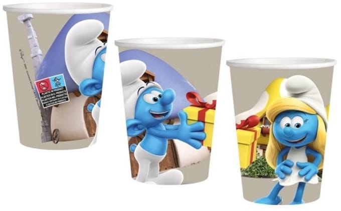 De smurfen - 8 Verjaardagsbekers - Karton - 250 ML