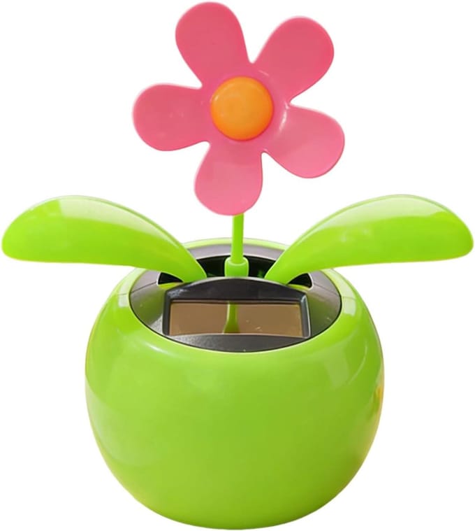 Dashboard Accessoires - Wiebelende Bloem - Auto Interieur - Zonne-energie Beweging - 12 x 8 x 6 cm - Multicolor