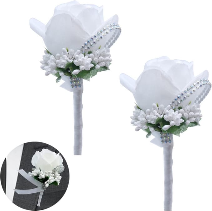 2 Stuks Bruidsboeket Corsage Rozen Bruiloft Knoopgatspeld Decoratie