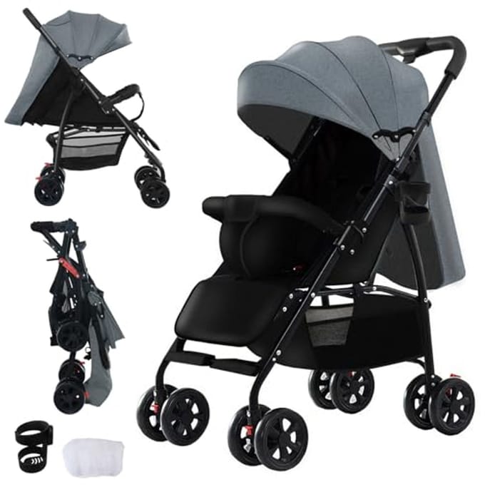 Ultralichte Reisbuggy Kinderwagen 4,6 kg met Ligfunctie Compact en Draagbaar