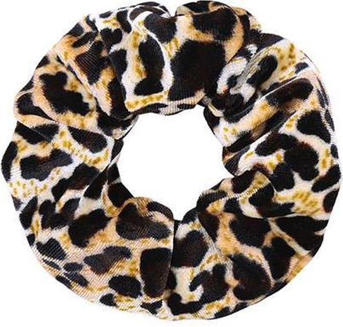 Joboly Scrunchie Luipaard Velvet haarelastiek  - Dames - Bruin
