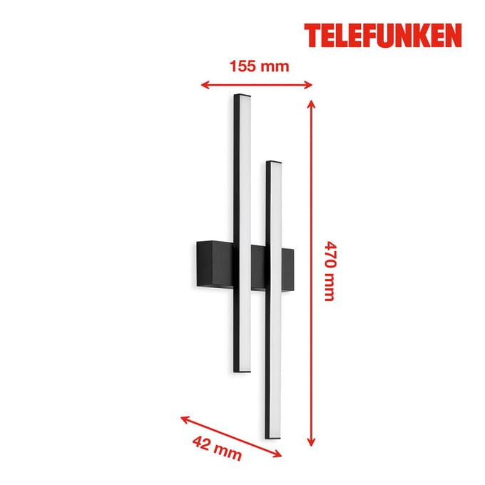 Telefunken LED buitenwandlamp Graz direct 2-lamps zwart