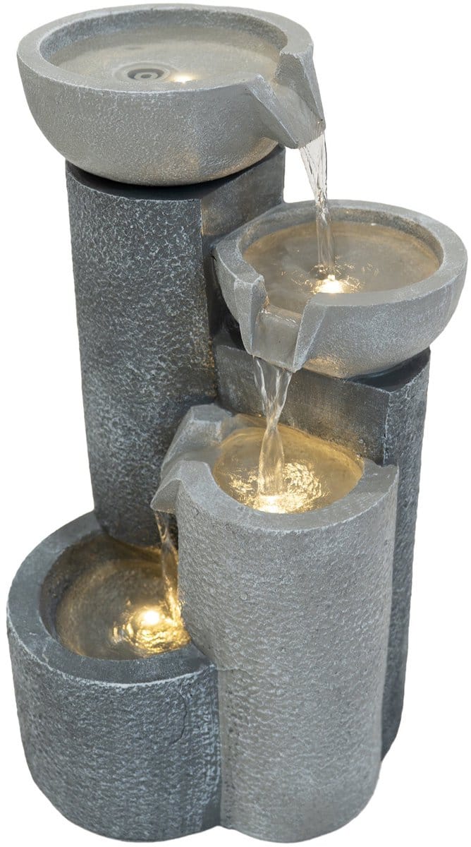 Tranquil tiers elektrisch waterornament - grijs - 56 cm - 7 m kabel