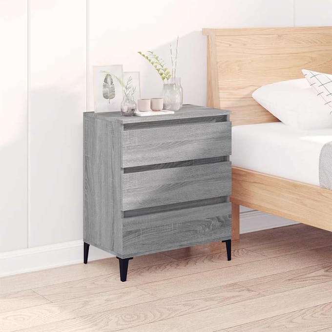 vidaXL - Dressoir - 60x35x70 - cm - bewerkt - hout - grijs - sonoma - eikenkleurig
