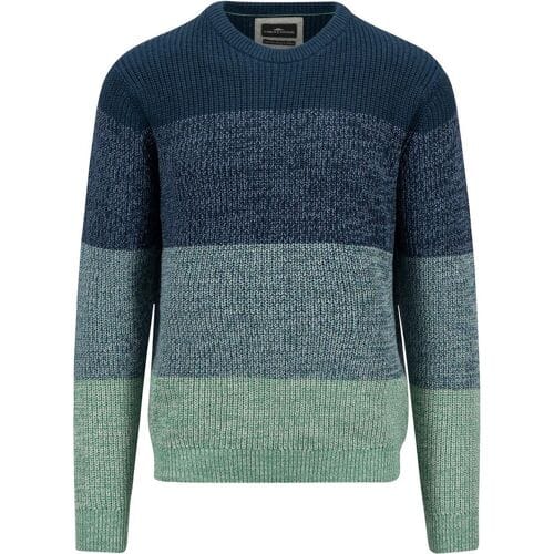 Fynch-Hatton Trui O-Neck Mouliné Dégradé Dark Teal / male
