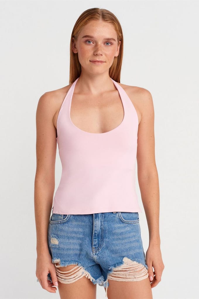 Slim Fit Halter Neck Cut-Out Top