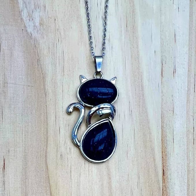 Halsketting - Collier met katje (Zwart)