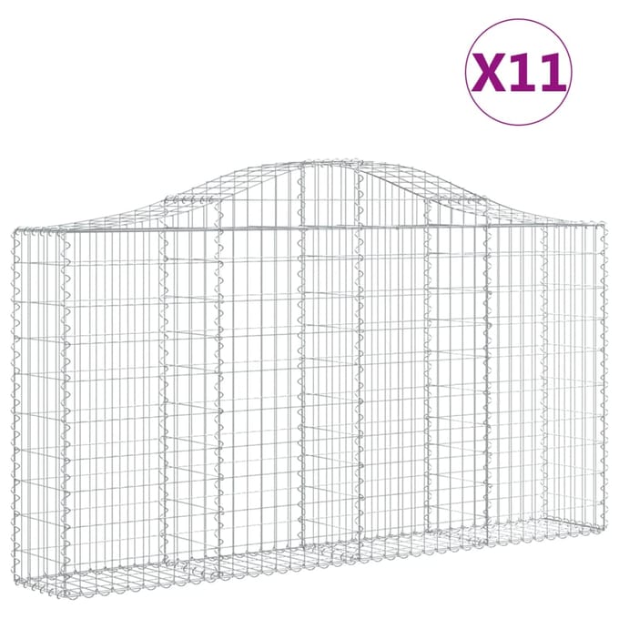 vidaXL - Schanskorven - 11 - st - gewelfd - 200x30x100/120 - cm - ijzer