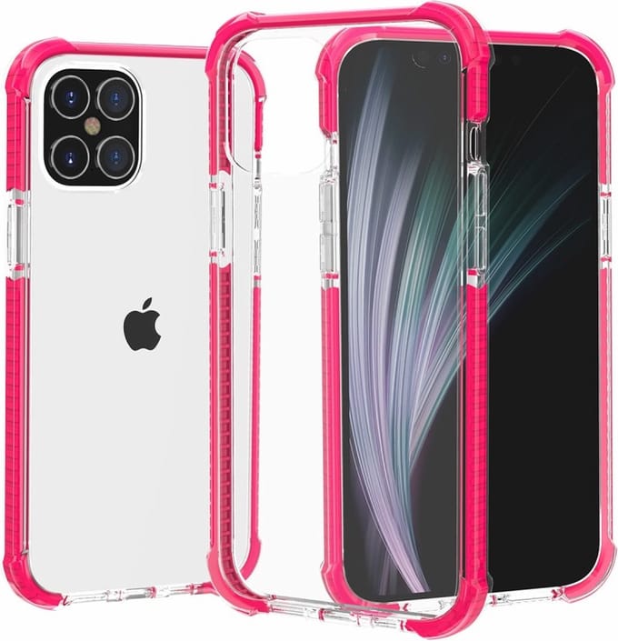 iPhone 12 / iPhone 12 Pro bumper case hoesje TPU + acryl - Transparant roze