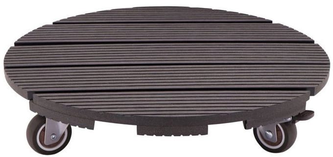 Support de pot à roulettes - NATURE - WPC - H8,6 x Ø38 cm - 4 roulettes - Anthracite