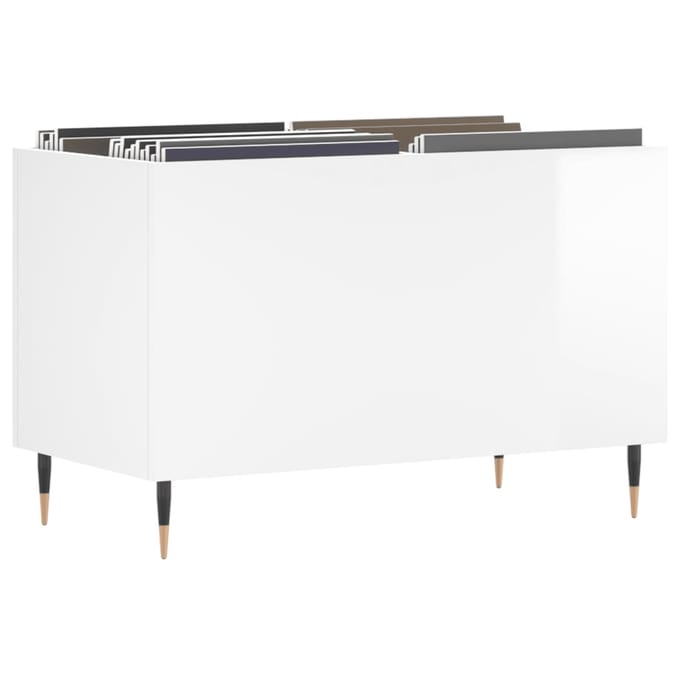 vidaXL - Platenkast - 74,5x38x48 - cm - bewerkt - hout - hoogglans - wit