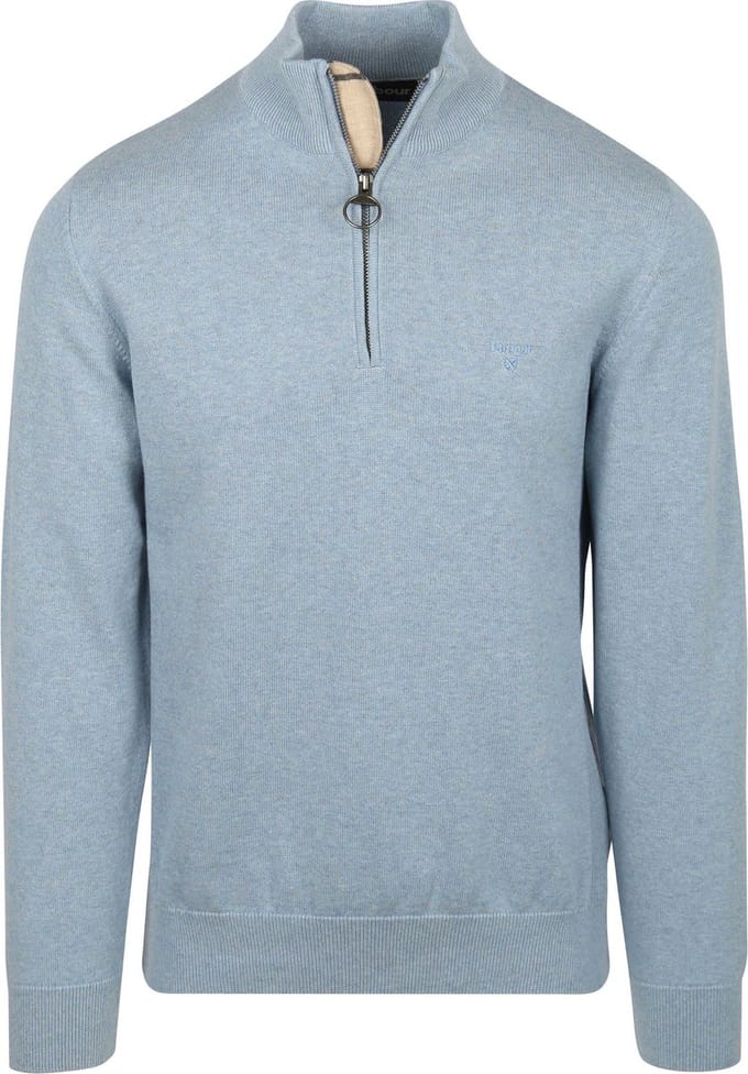 Barbour Half Zip Trui Lichtblauw - Maat M - Heren - Schipperstrui