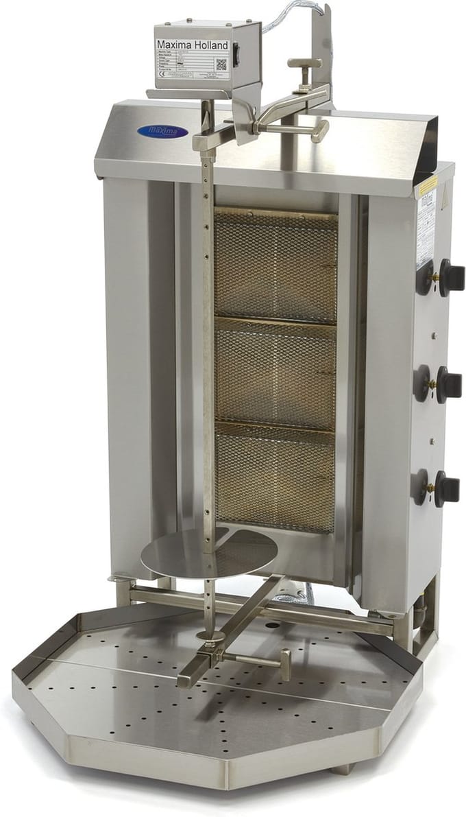 Shoarma Grill - 3 Branders - 30 Kg Vlees - Gas