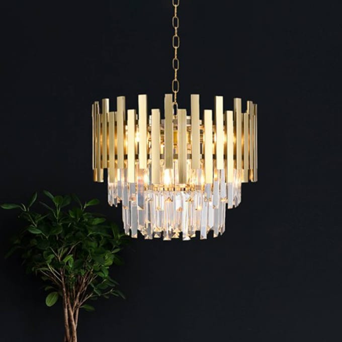 Eko-Light Hanglamp Aspen metaal goudkleurige glaskristallen, hoogte 30 cm