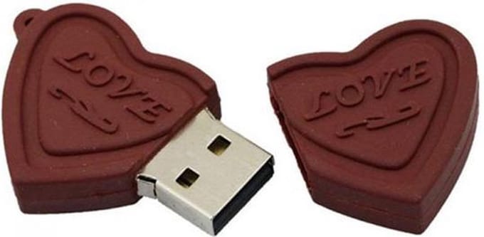 Chocolade hart usb stick 128GB 3.0 -1 jaar garantie - A graden klasse chip