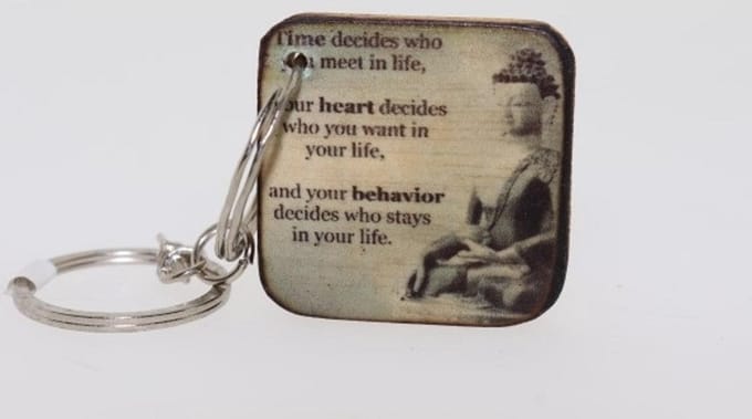 Quote sleutelhanger 3x3 cm Time decides who you