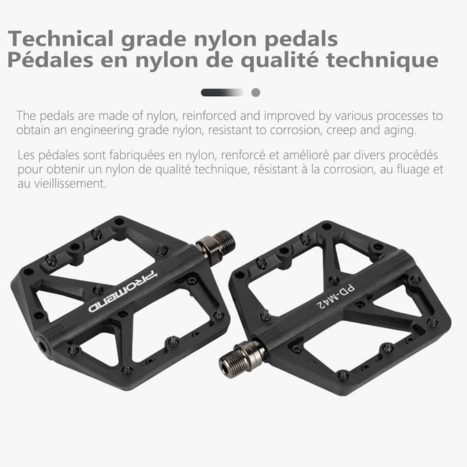 Robuuste Nylon Fietspedalen met Breed Antislip Oppervlak en Chromoly Assen