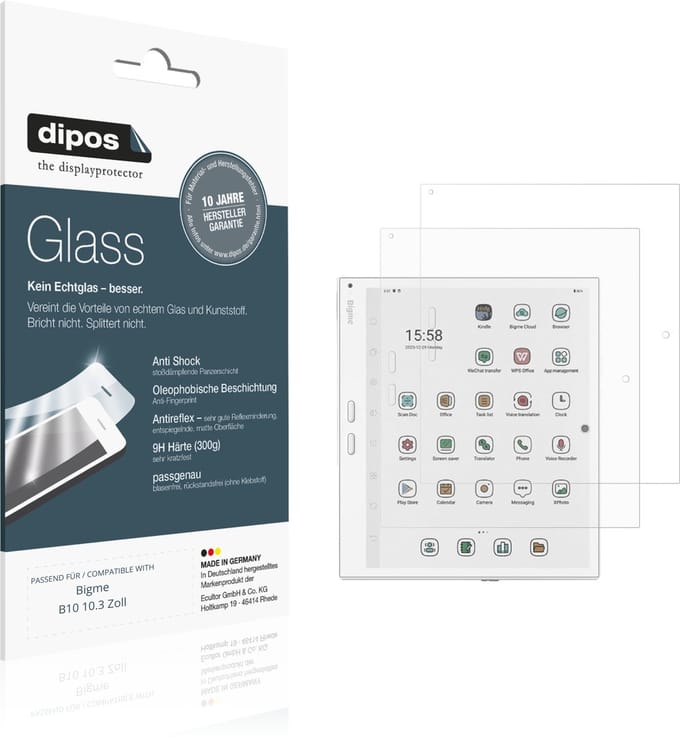 dipos – 2x Matte Pantserfolie geschikt voor Bigme B10 10.3 Zoll | 9H Screenprotector