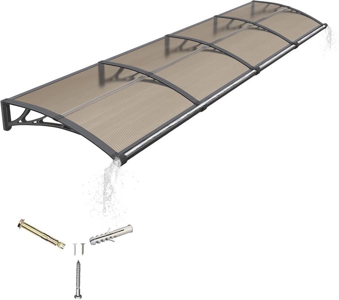 Polycarbonaat Luifel met Regengoot voor Deur, Raam en Veranda - UV-Bestendig