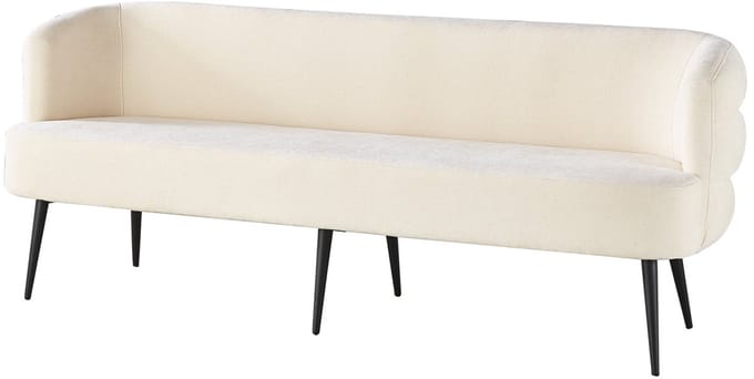Eetkamerbank met armleuning Quinn 200cm beige chenille eetbank