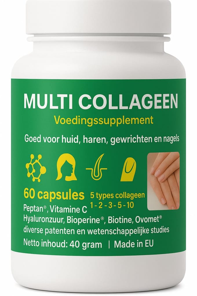 MULTI COLLAGEEN - 60 capsules | 1 maand gebruik | PEPTAN® + vitamine C + hyaluronzuur + biotine