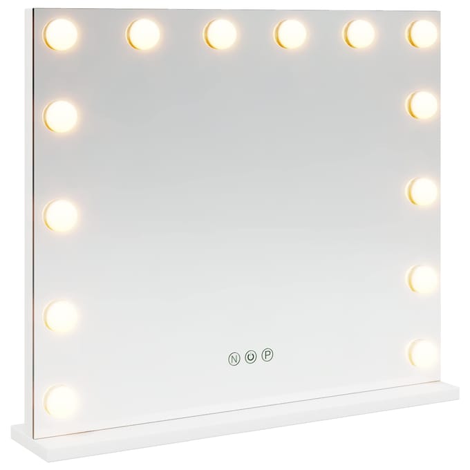 vidaXL - LED - Vanity - Spiegel - Wit - 50 - x - 10 - x - 44 - cm - Glas - en - Staal