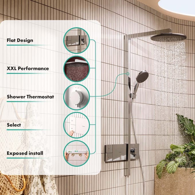 Hansgrohe Raindance alive S - showerpipe - 300 - 1jet - thermostaat - mat wit