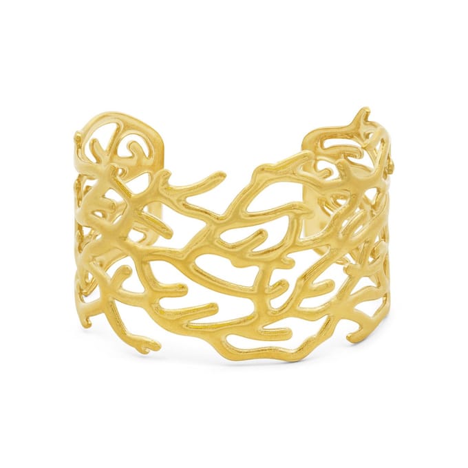 CO88 Collection Bangle Dames – 8CB-91443 - Goudkleurige Open Armband – Organisch Design – Statement Cuff