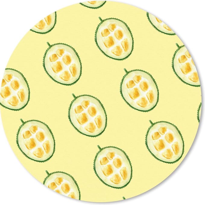 Muismat rond 20x20 cm - Mousepad Fruit - Sjablonen - Geel - Ronde muismatten