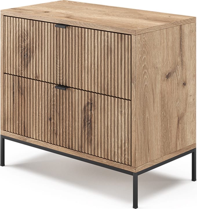 Vicco Eliza Nachtkastje – 66 x 60 cm met 2 laden Viking Eik