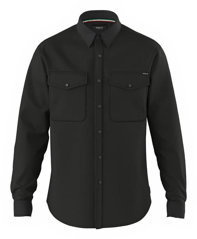 Replay Heren Overhemd regular fit Zwart S Volwassenen
