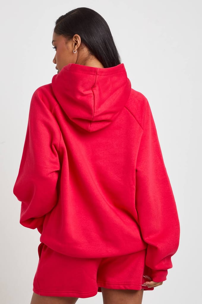 boohoo Dames Sweatshort Met Hoge Taille En Interne Trekkoord | Rood | Maat: Medium