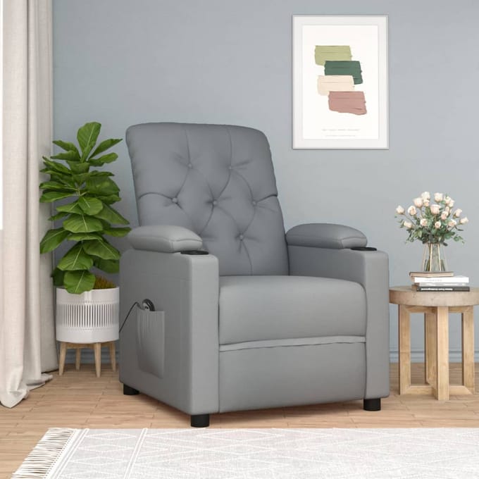 vidaXL - Fauteuil - elektrisch - verstelbaar - stof - lichtgrijs