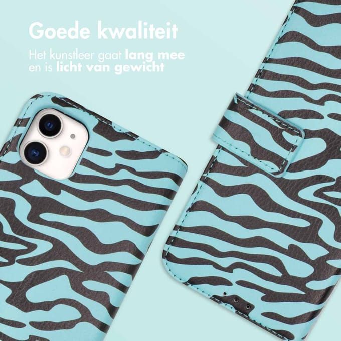 imoshion Hoesje - Geschikt voor Apple iPhone 11 - Design Bookcase smartphone - Black Blue Stripes