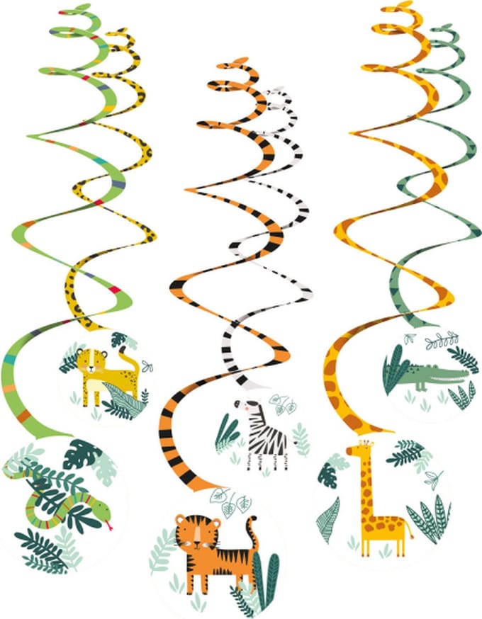 RIETHMULLER - 6 spiraaldecoraties Get Wild Safari jungle dieren