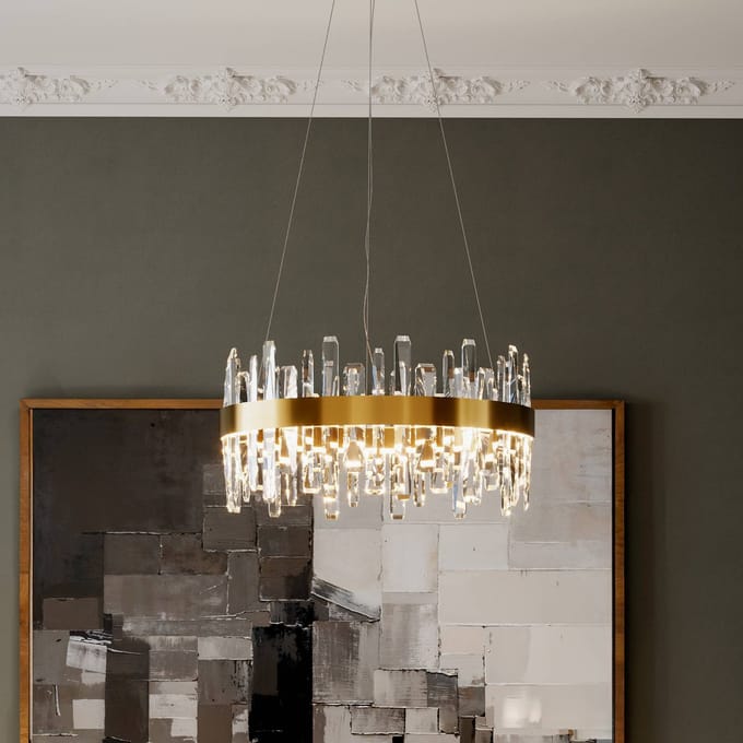 By Rydéns By Rydens LED hanglamp Triumph, Ø 60 cm, messing, helder