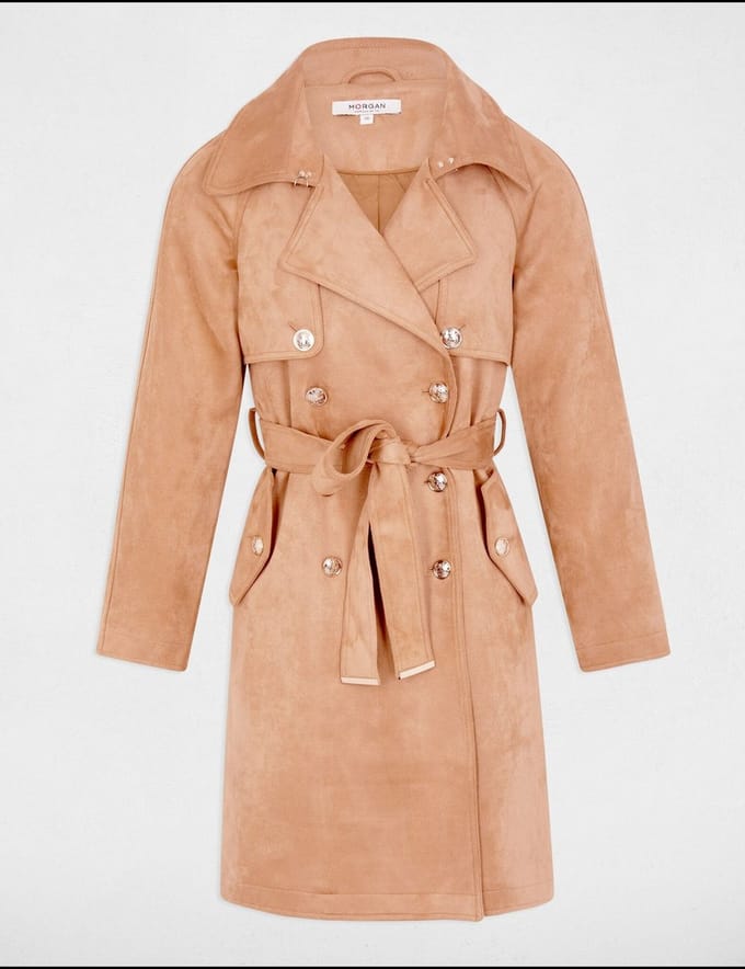 Morgan - Long Suede Trenchcoat 242-Gsuede Light Brown - Maat : 36