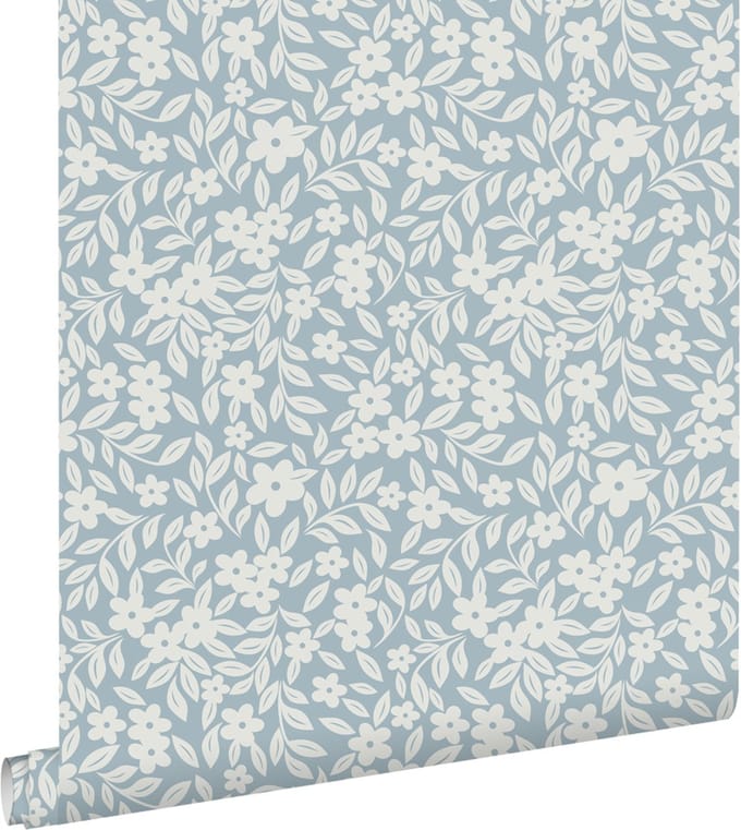 ESTAhome behang bloemetjes blauw - 50 x 900 cm - 131440