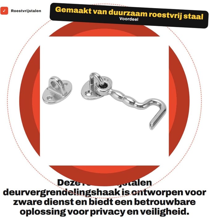 Dailygoods - Roestvrijstalen Deurovergrendeling Haak voor Boot en Raam