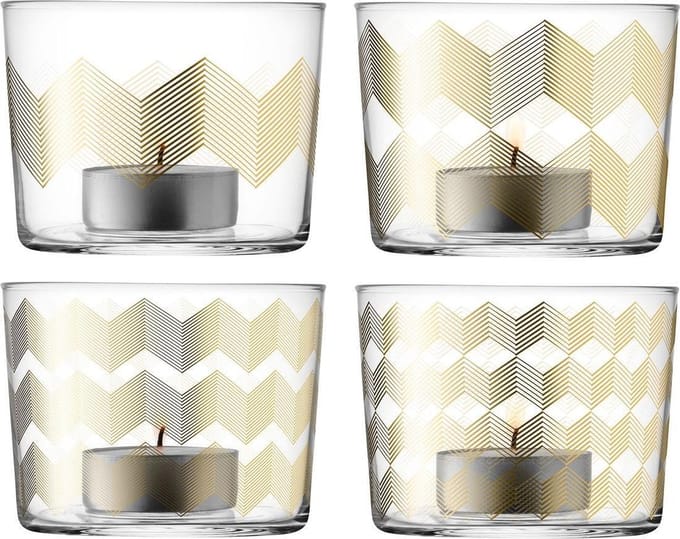 L.S.A. Chevron Theelicht - H 6 cm - Set van 4 Stuks