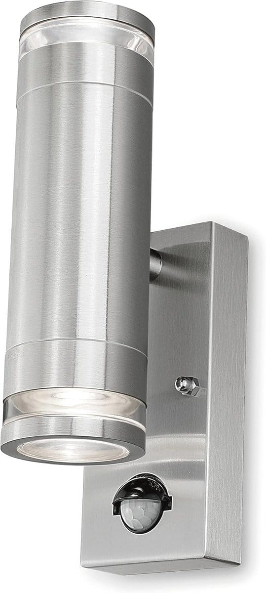 Bidirectionele GU10 Wandlamp met PIR Sensor - RVS