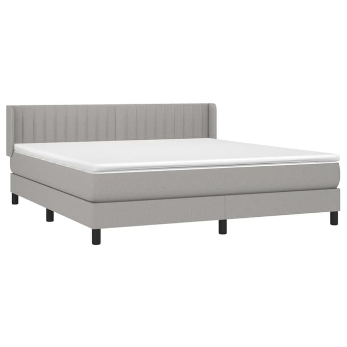 vidaXL - Boxspring - met - matras - stof - lichtgrijs - 160x200 - cm