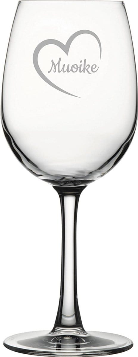 Gegraveerde witte wijnglas 36cl Muoike mei hert