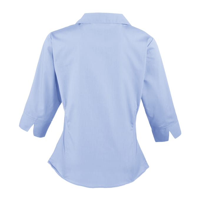 Premier Dames/Dames Popeline 3/4 Mouwen Blouse (Middenblauw)