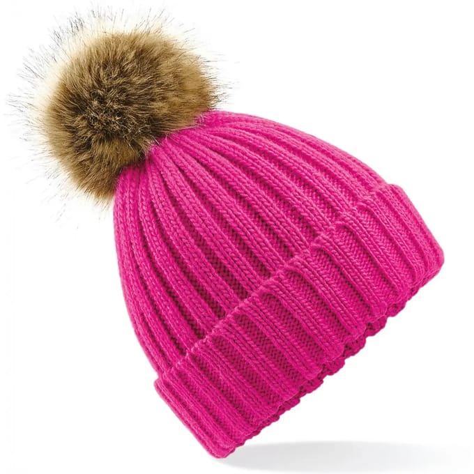Beechfield Pom pom beanie B412 - Fuchsia - One size